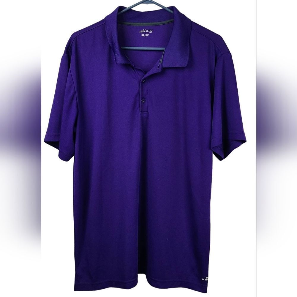 BCG Men's XL Coaches Polo Shirt Purple Work School Uniform Activewear UPF Tee